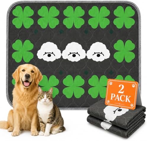 Washable Pee Pads for Dogs, 2 Pack Training Pads Puppy Pads Leak-Proof Reusable Pet Pad Super Absorbent and Non-Slip Litter Cats Mat for Whelping, Playpen, Housebreaking, Green 18''x24''