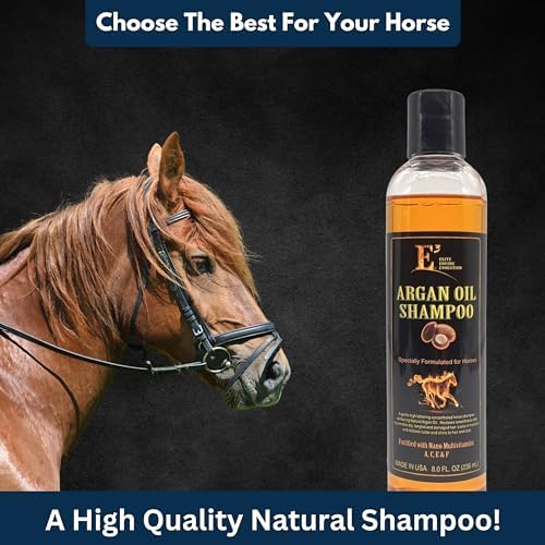 E3 Argan Oil Shampoo - Luxurious Pet Grooming Solution for Nourished & Rejuvenated Coat - Enriched with Hydrating Argan Oil for Lustrous Shine - Ideal for Horses - Deep Conditioning (8 fl oz), Brown