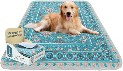 Homimp Washable Pee Pads for Dogs, Extra Large Reusable Puppy Pads Waterproof, Absorbent and Leakproof Dog Pee Pads, Non Slip Puppy Training Pads, Pet Mat for Floor,Crate,Couch,Whelping, Blue,36"x72"