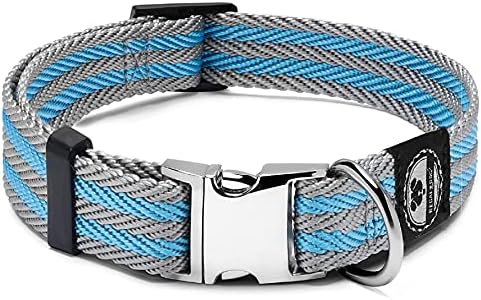 Regal Dog Products Twill Dog Collar, Medium Blue/Gray Stripe
