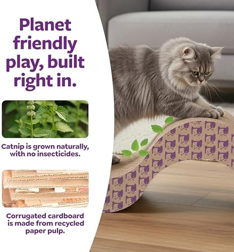 SmartyKat Super Scratcher+ Scroll Wide Corrugate Cat Scratcher with Catnip Infusion Technology, Stimulating for Cats & Kittens, Recycled Material, Brown