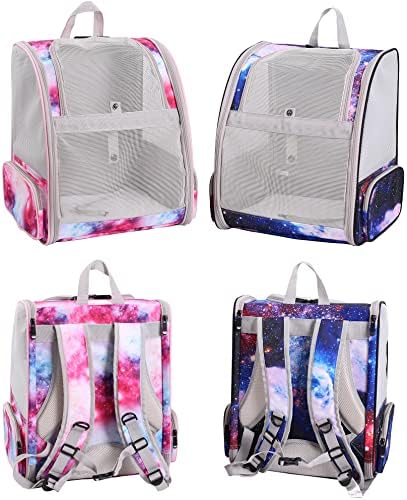 Galaxy Pink Pet Carrier Backpack for Cats and Small Dogs, Backpack for Kitten Bunny Airline Approved Travel Hiking Camping Cat Vet Book Bag (Ventilation)