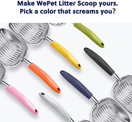 WePet Cat Litter Scoop, Aluminum Alloy Sifter, Kitty Metal Scooper, Deep Shovel, Long Handle, Poop Sifting, Kitten Pooper Lifter, Durable, Heavy Duty, for Litter Box