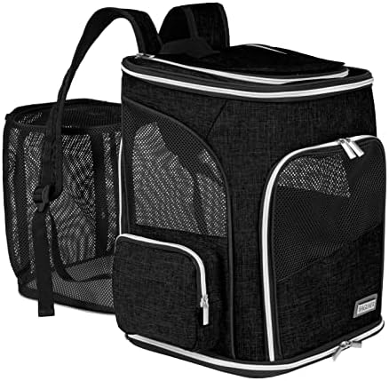 BAGLHER Expandable Pet Carrier Backpack，Pet Backpack for Small Cats Puppies Dogs Bunny, Airline-Approved Ventilate Backpack for Travel, Hiking and Outdoor Use. Black