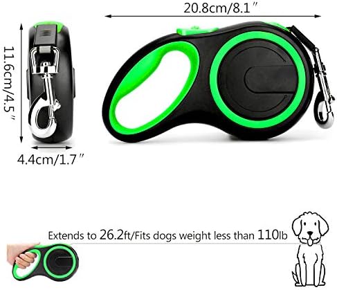 Segarty Retractable Dog Lead for Large Dogs, Pet Leash 26 Feet Long for Medium Large Pets Under 110Lbs, No Tangle Nylon Tape and 1 Button Break & Lock Heavy Duty Leads for Training Running