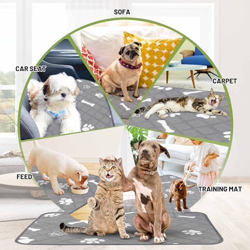 PatiencET Washable Pee Pads for Dogs, 18" x 24" 4 Pack, Reusable Puppy Training Pads with Super Absorbent Core & Non-Slip Waterproof Bottom, Value Set for Small Dogs