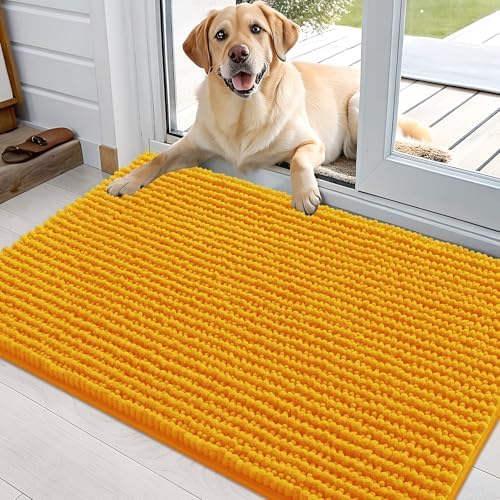 OLANLY Dog Door Mat for Muddy Paws 36x24, Extra Absorbent Chenille Mud Mat