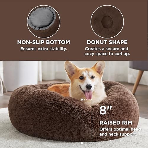 Bedsure Calming Dog Bed Medium Large Size Dogs Washable Pet Bed,33ins