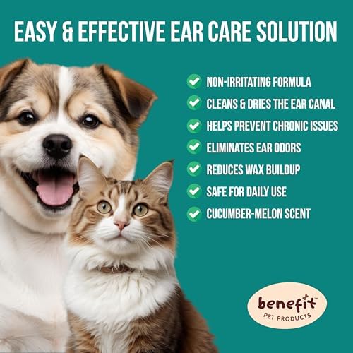 Benefit Pet Products Dog Ear Wipes - Ear Cleaner for Dogs to Prevent Infections, Itching & Odor - Aloe & Eucalyptus, Grooming Wipes - 100 Count