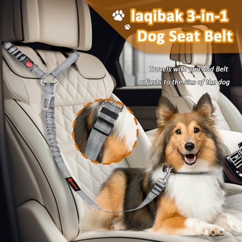Laqibak Removable Dog Seat Belt Harness for Car, 3 in 1 Pet Seatbelt Leash