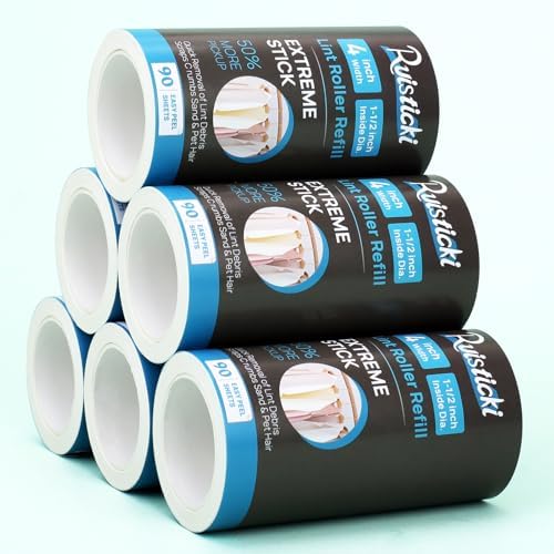 4 inch Lint Roller Refills for Evercare Extreme Stick All Purpose Lint Roller Standard Sticky Roller Refills 6 Pack 90 Sheets per Refill 540 Sheets Total (Inside Dia. 1 1/2 inch)