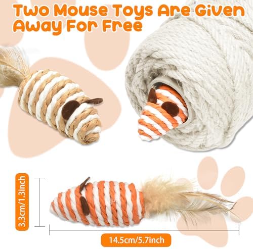 164FT 1/4 Inch Cat Scratching Sisal Rope for Cat Trees & Posts