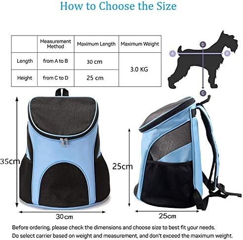 ESUPPORT Dog Carrier Backpack, Pets Bag Carrier Pet Outdoor Backpack Holds Dogs up to 3 kg, Dog Travel Bag with Mesh Window for Walking Hiking Bike Camping Outdoor and Motorcycle