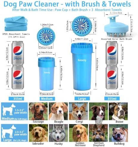 Dog Paw Cleaner Cup with Detachable Top Brush for Large & XL Dogs