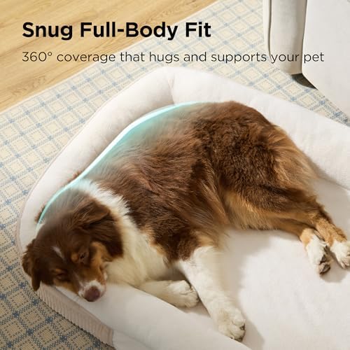Bedsure LPlus 360°Oval Bolster Orthopedic Dog Beds Large Sized Dog,38" Beige