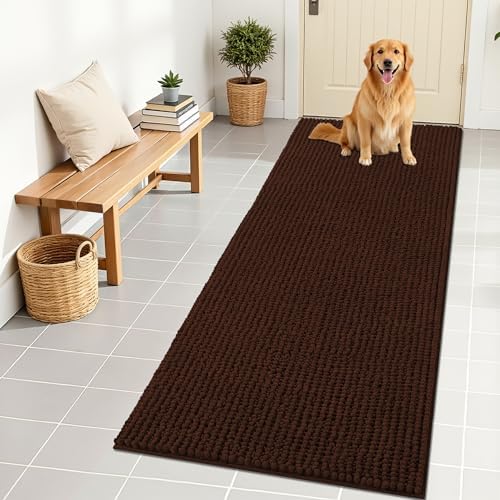 OLANLY Dog Door Mat for Muddy Paws 70x24, Extra Absorbent Chenille Mud Mat