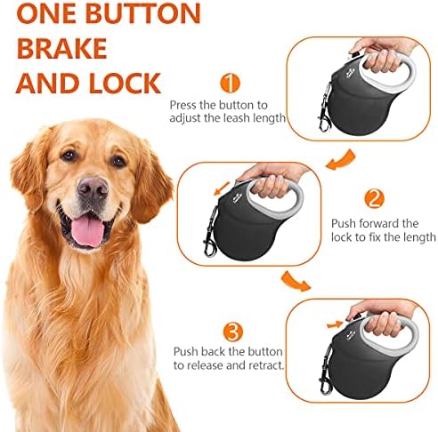TwoEar 26ft Retractable Dog Leash with Anti-Slip Handle, Reflective 360° Tangle-Free Dog Walking Leash for Medium/Large Dogs Up to 110lbs, Heavy Duty Nylon Tape, One-Handed Brake