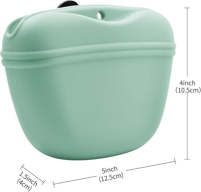 AUDWUD Silicone Dog Treat Pouch with Clicker Magnetic Closure Secure Clip | Upgraded clip keeps your treat pouch secure during training.Magnetic closure allows fast one hand access.Includes dog click