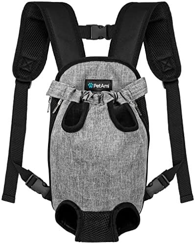 PetAmi Dog Carrier Backpack, Adjustable Pet Cat Front Carrier Backpack, Ventilated Dog Chest Carrier for Hiking Camping Travel, Sling Bag for Small Medium Dog Cat Puppies, Medium, 9-13 lbs, Grey