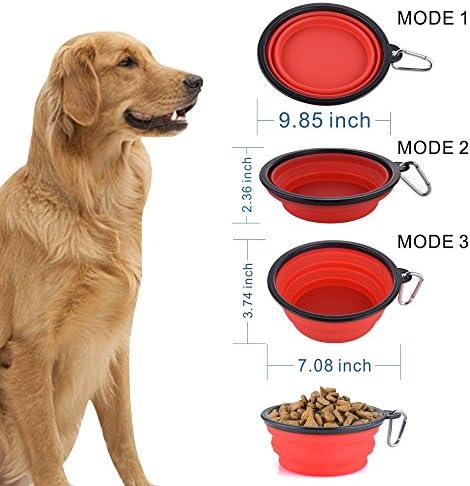 Extra Large Collapsible Dog Bowl, 3L XL Travel Dog Bowl, Foldable Travel Water Dish, 102oz X-Large Portable Collapsable Traveling Bowls with Carabiner for Dogs Walking, Hiking (Red)