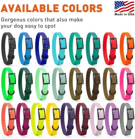 Dogline Biothane Waterproof Dog Collar Strong Coated Nylon Webbing with Black Hardware Odor- Proof for Easy Care Easy to Clean High Performance Fits Small Medium or Large Dogs, Dark Chocolate Brown