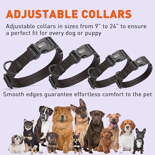 Dogline Black Nylon Collar (W: 1" L: 16"-24")