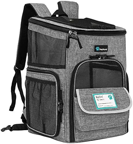 PetAmi Dog Backpack Carrier, Airline Approved 4-Way Entry Cat Bag, Gray