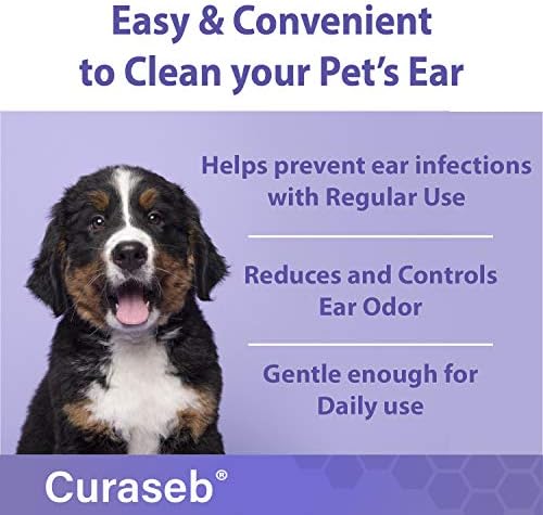Curaseb Cat and Dog Ear Wipes – Cleans, Deodorizes and Soothes Ear Issues with Soothing Aloe Vera – Vet Strength – 100 Wipes