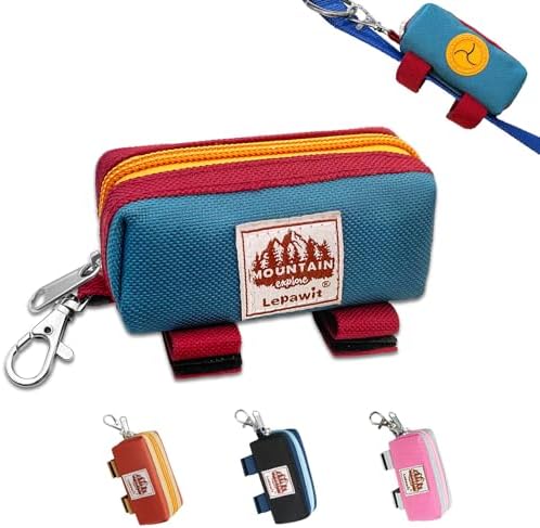 Dog Poop Bag Holder for Leash, Large-Capacity Canvas Pouch, Blue