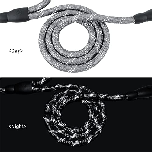 Plutus Pet Rope Dog Leash 6ft Long, Heavy Duty,Reflective Double Handle Leash for Safety Training, for Medium Large Dogs, Dual Handle Leads(Gray)
