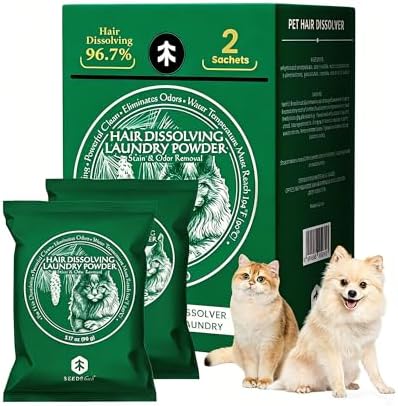 Pet Hair Remover for Laundry,Remove Dog & Cat Hair,Odor & Stains-2 Sachets