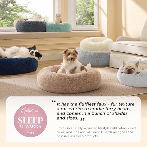Bedsure Calming Small Medium Dog Bed Donut Washable Puppy Bed,27ins