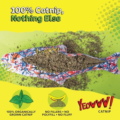 Yeowww! Catnip Pollock Fish Catnip Cat Toy - 10 in Kicker Toy for cats, 100% Stuffed with Premium Organically Grown Catnip, Made in USA