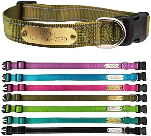 SINYUDUN Personalized Reflective Dog Collars with Customized ID Tags