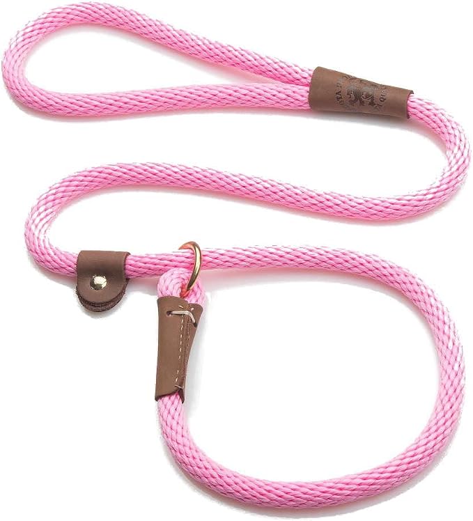 Mendota Pet Slip Leash - Dog Lead and Collar Combo - Made in The USA - Pink, 1/2 in x 4 ft - for Large Breeds