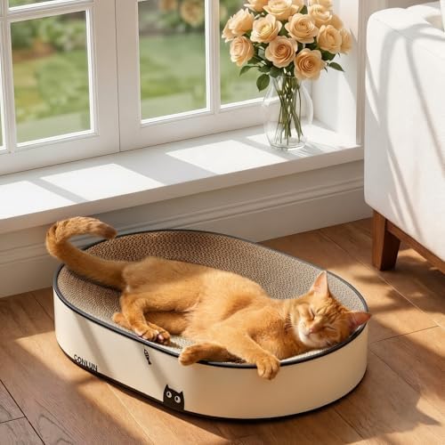 Conlun Oval Cat Scratcher Bed | Scratching Bowl Lounge for Cats | Large
