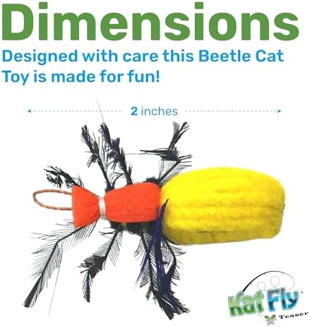 2 Inch Handmade Cat Toy Teaser Beetle (1, Yellow, Refill Only)