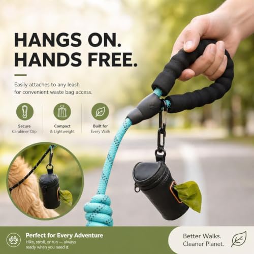 Microfiber Leather Dog Poop Bag Holder with 360 Degree Rotation Clip