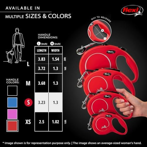 FLEXI® Classic Cord Retractable Dog Leash, Small, 16 ft - Red (Pack of 12)