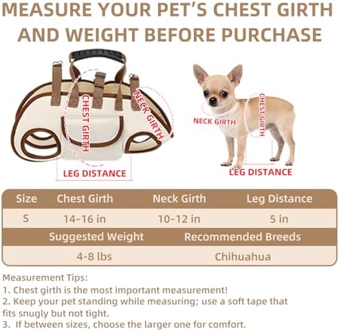 Dog Carrier Backpack for Small Pets, Breathable Detachable Travel Pet Bag with Adjustable Straps, Portable Hands-Free Dog Cat Carrier Backpack for Hiking, Walking & Camping (S)