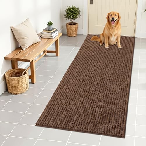 OLANLY Dog Door Mat for Muddy Paws 59x24, Extra Absorbent Chenille Mud Mat