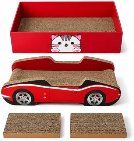 Cat Scratcher Cardboard Bed with Box, 21 Inch 4‑Pack Reversible Cat Scratch Pad for Indoor Cats