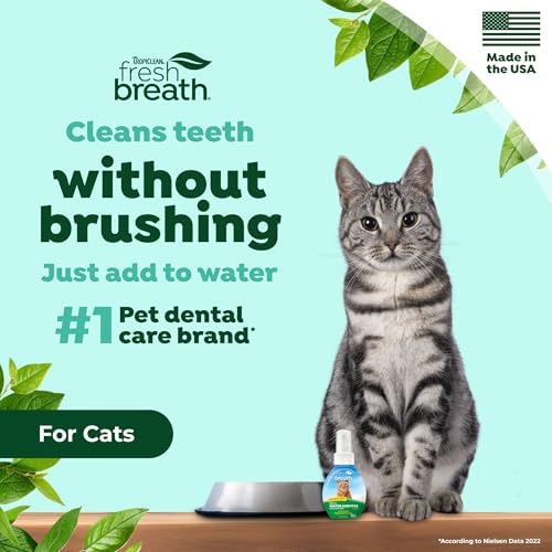 TropiClean Fresh Breath Drops for Cats, Cat Breath Freshener, 2.2oz