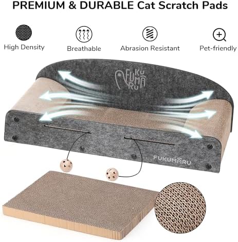 FUKUMARU Large Cat Scratcher Bed, 26 Inch Cat Scratching Bed Sofa Indoor