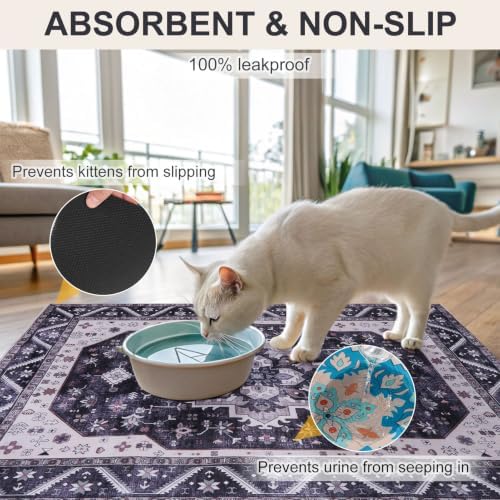 BEAUTYZOO Cat Litter Mat, 28" x 36" Large Litter Trapping Mat, Waterproof