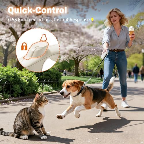OUTRUN Retractable Dog Leash 16 FT Tape, up to 55 lb, No Tangle