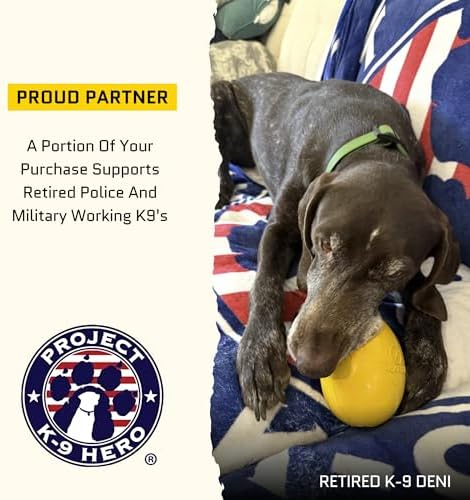 Virtually Indestructible Wobble Chew Toy - Lifetime Replacement - Tough, Durable Ball for Aggressive Chewers - Safe Non-Toxic Natural Rubber - Chew, Treats, Fetch - Med/Large Breed - 5"x4"