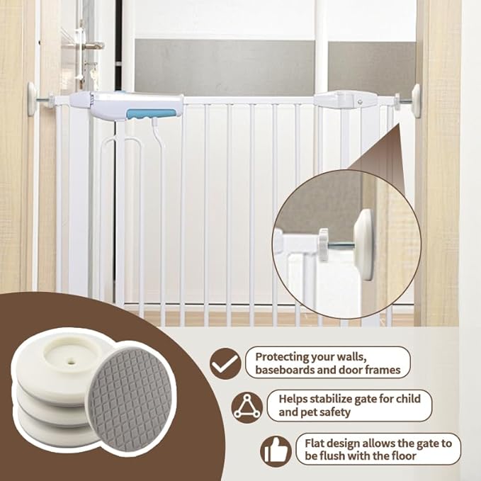 12MM Baby Gate Extender Extension, 4 Pack Baby Gate Replacement Parts, M8 Replacement Bolt Part for Child Safety Pressure Mounted Safety Gates with Wall Protector for Stairs Cup Guard