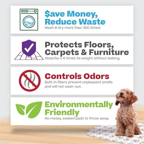 PoochPad Original Washable, Reusable Dog Potty Pad, Small, 2 Pack