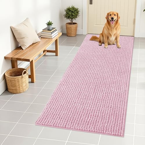 OLANLY Dog Door Mat for Muddy Paws 59x24, Extra Absorbent Chenille Mud Mat